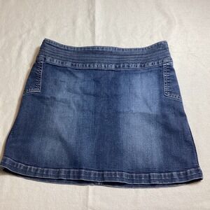 Ideology Womens Size 6 Blue Denim Mini Skirt  Stretch Back Zip RN1371